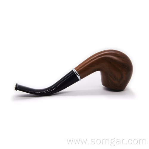 PR071019 Resin Tobacco Pipe Filter Metal Ring Style Smoke Smoking Imitate Wooden Pipe